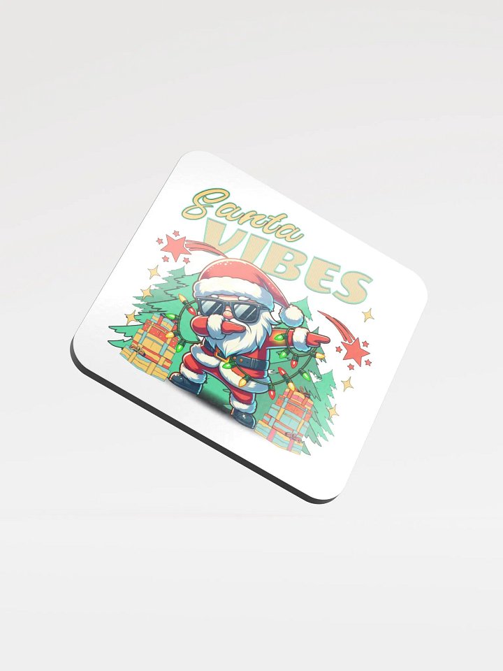 Santa Vibes Dabbing Glossed Cork Coaster product image (2)