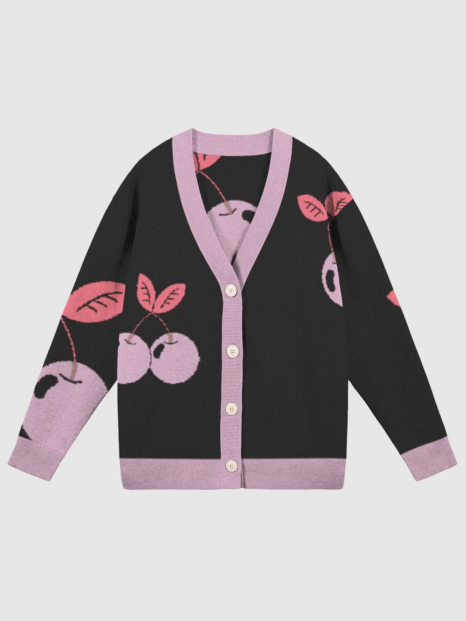 Cherry pattern knitted cardigan product image (10)