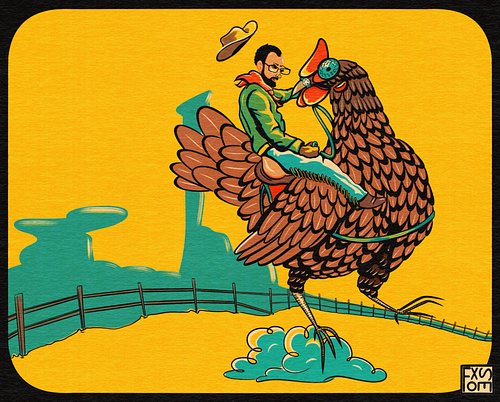 That one time I drew @anthonywheelerart wrangling a big ol’ chicken. 🐓 I don’t remember what the prompt was 😂 
.
.
.
#chaotic...