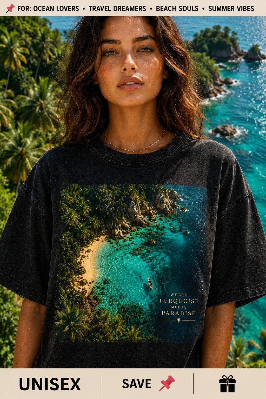 Where Turquoise Meets Paradise T-Shirt | Wanderlust Travel Gift | Tropical Christmas Birthday Gift | Unisex Tee product image (1)