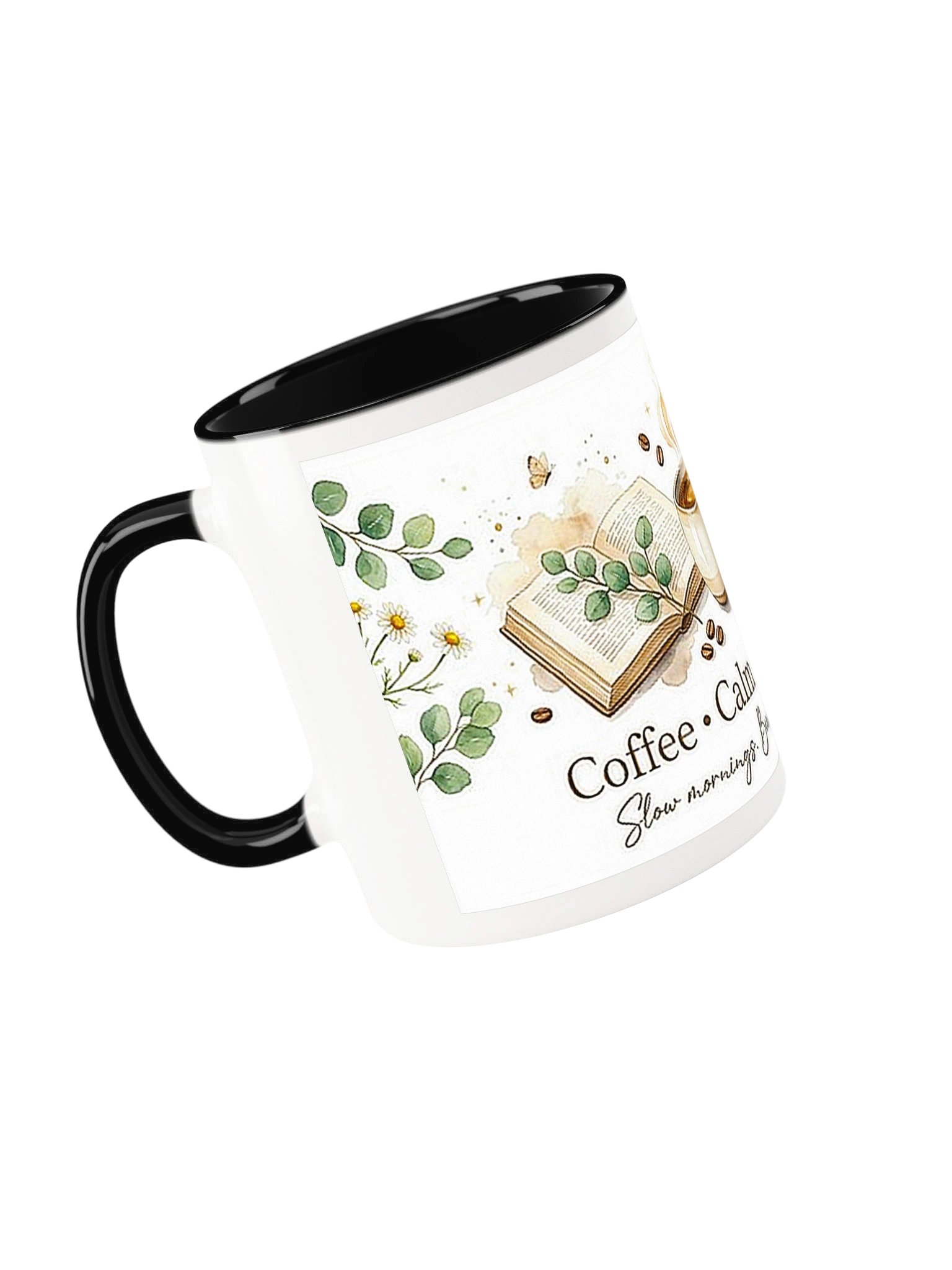 Slow Mornings Aesthetic Coffee and Book Accent Mug product image (47)