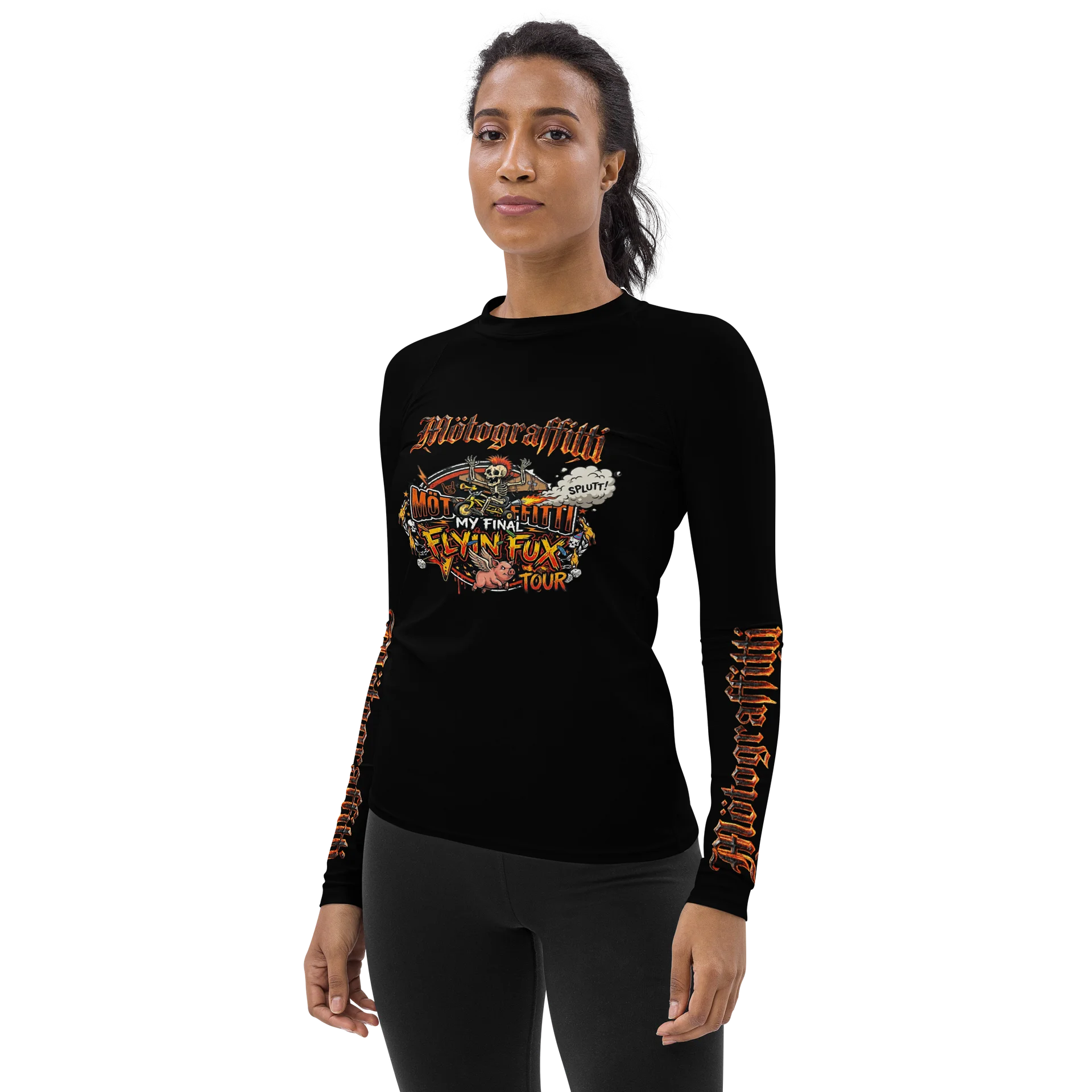 Women's MötoGraffitti Final Flyin Fux Tour Long Sleeve "Rash Guard"Tee Safety Orange product image (3)