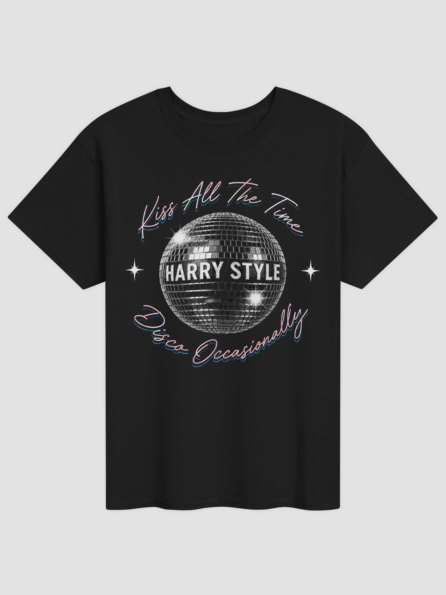 Harry Styles Black Neon Disco Ball T-Shirt | Kiss All The Time Fan Tee product image (1)