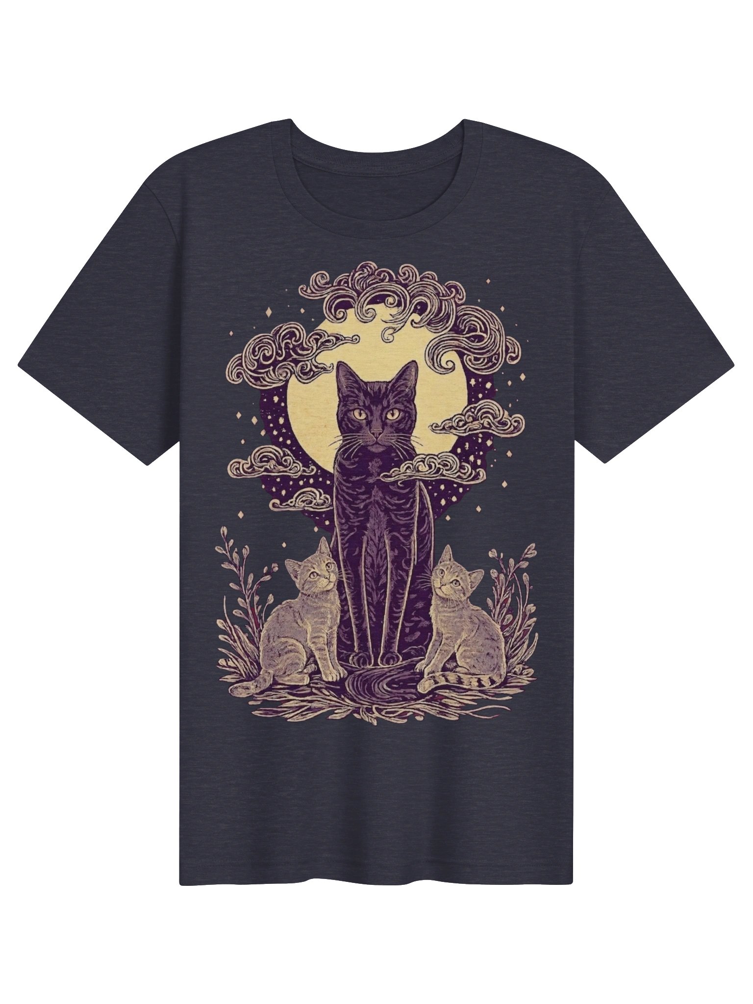 Moonlit Black Cat Shirt, Mama & Baby Cats, Mystical Moon Tee product image (2)