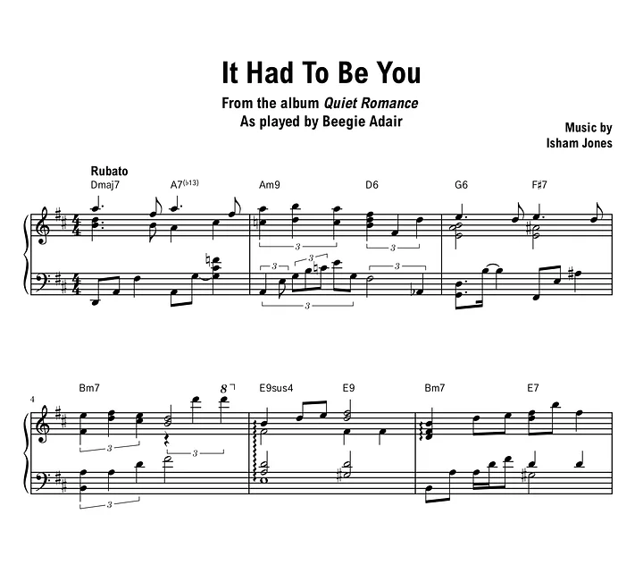 Beegie Adair - It Had To Be You - Sheet music (PDF) product image (1)