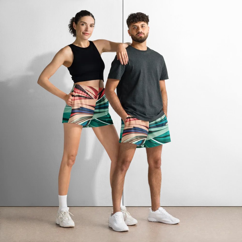 Abstract Geometric Unisex Athletic Shorts in Vibrant Colors (XS-3XL) product image (2)