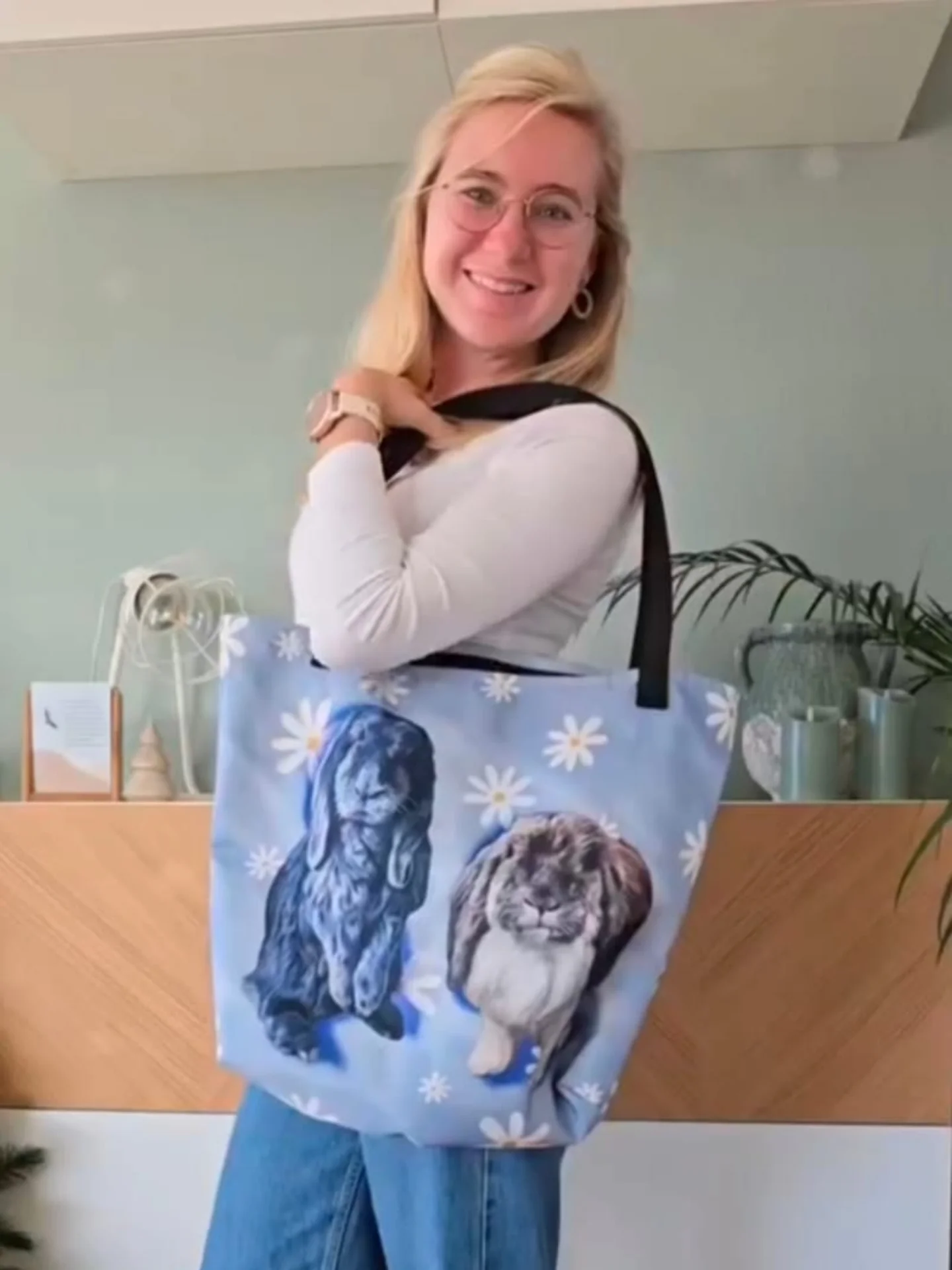 BEAU, ISA & EVI💙 / LARGE TOTE BAG WITH POCKET & ALL-OVER PRINT product image (3)