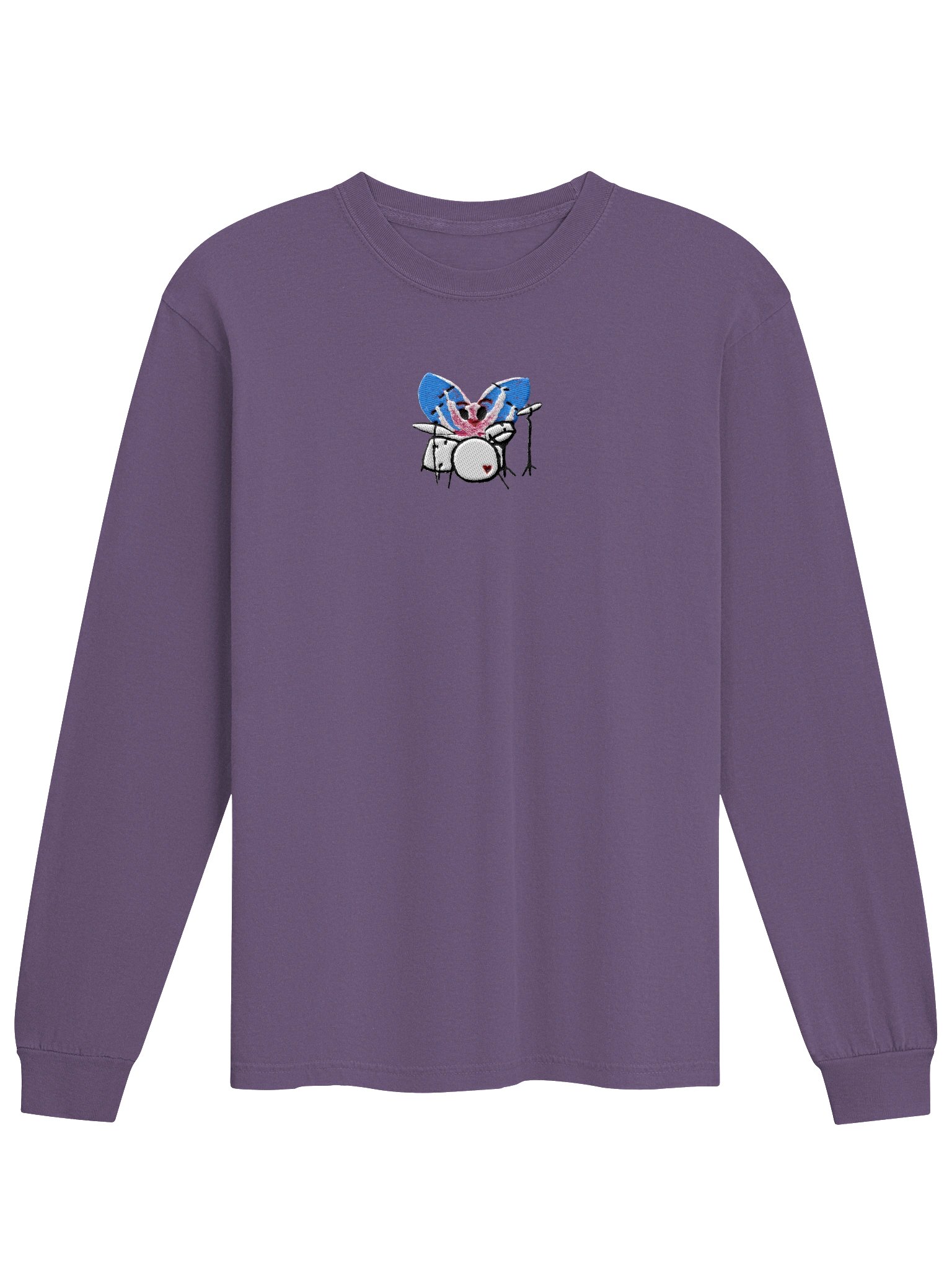 Bug Band Adult Unisex Embroidered LS Tee Centered PinkBug product image (1)
