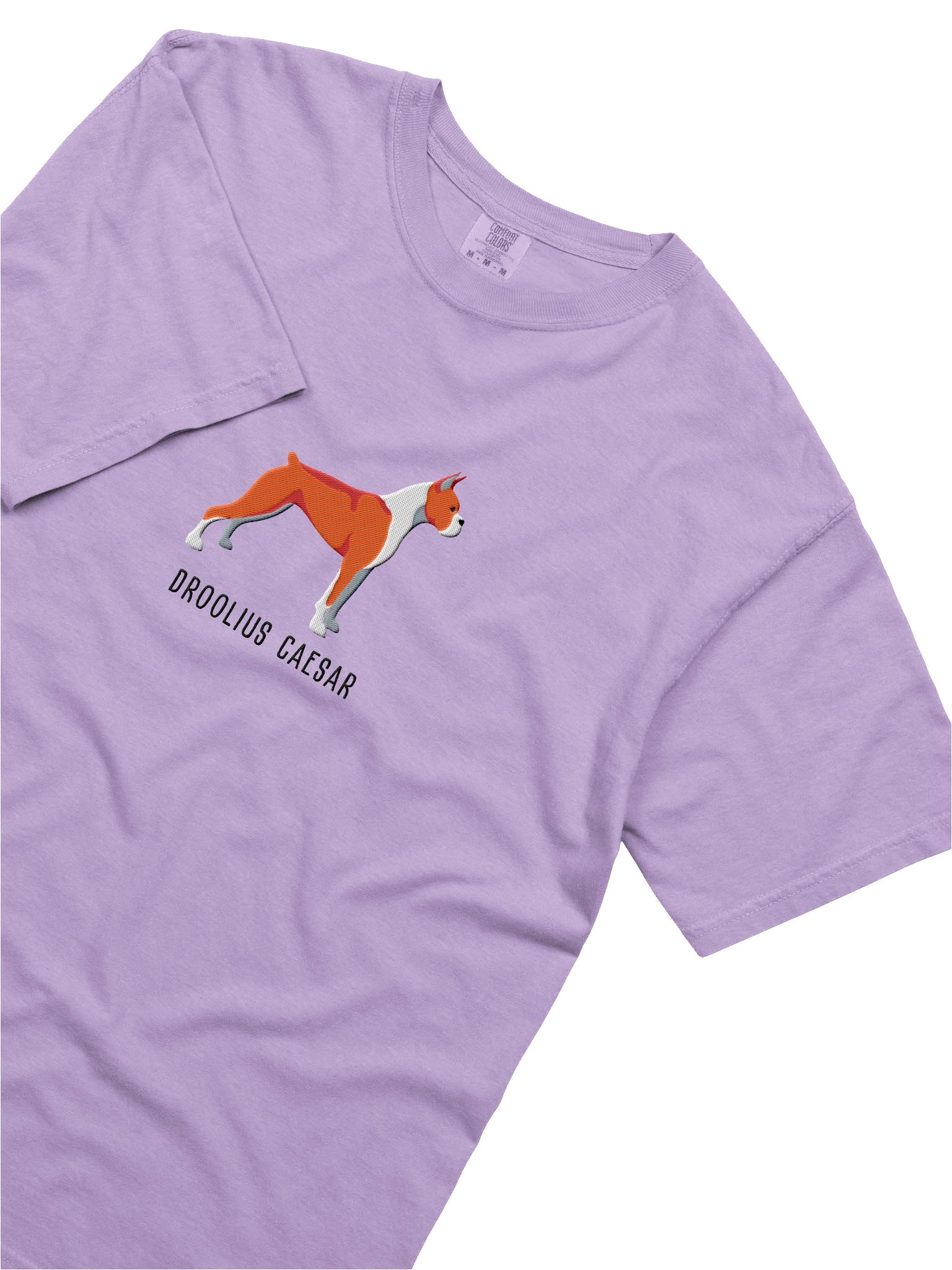 Droolius Caesar T-Shirt(Embroidered) of a Boxer(Red & White, Cropped Ears & Docked Tail) product image (8)