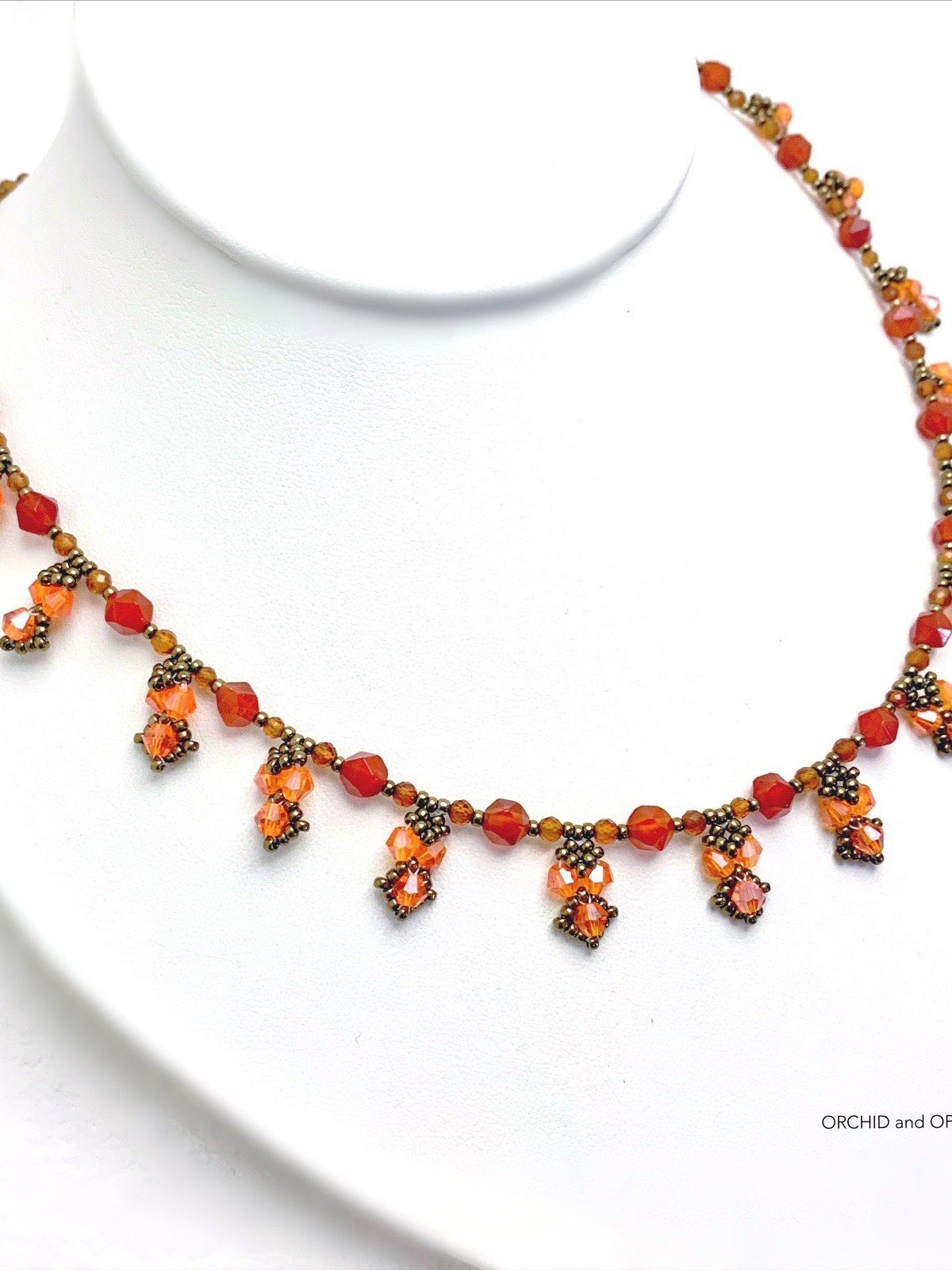 Autumn Woods Carnelian and Garnet Beaded Necklace - Orange/Brass product image (4)