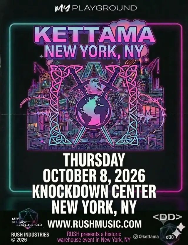 Just Announced 🚨 RUSH presents @KETTAMA  on October 8. Sign up for first access. Presale - Thursday, 10am EST Public onsale - Friday, 10am EST Signup link in bio -- #kettama #RUSH #techno #knockdowncenter #myplaygroundmedia 