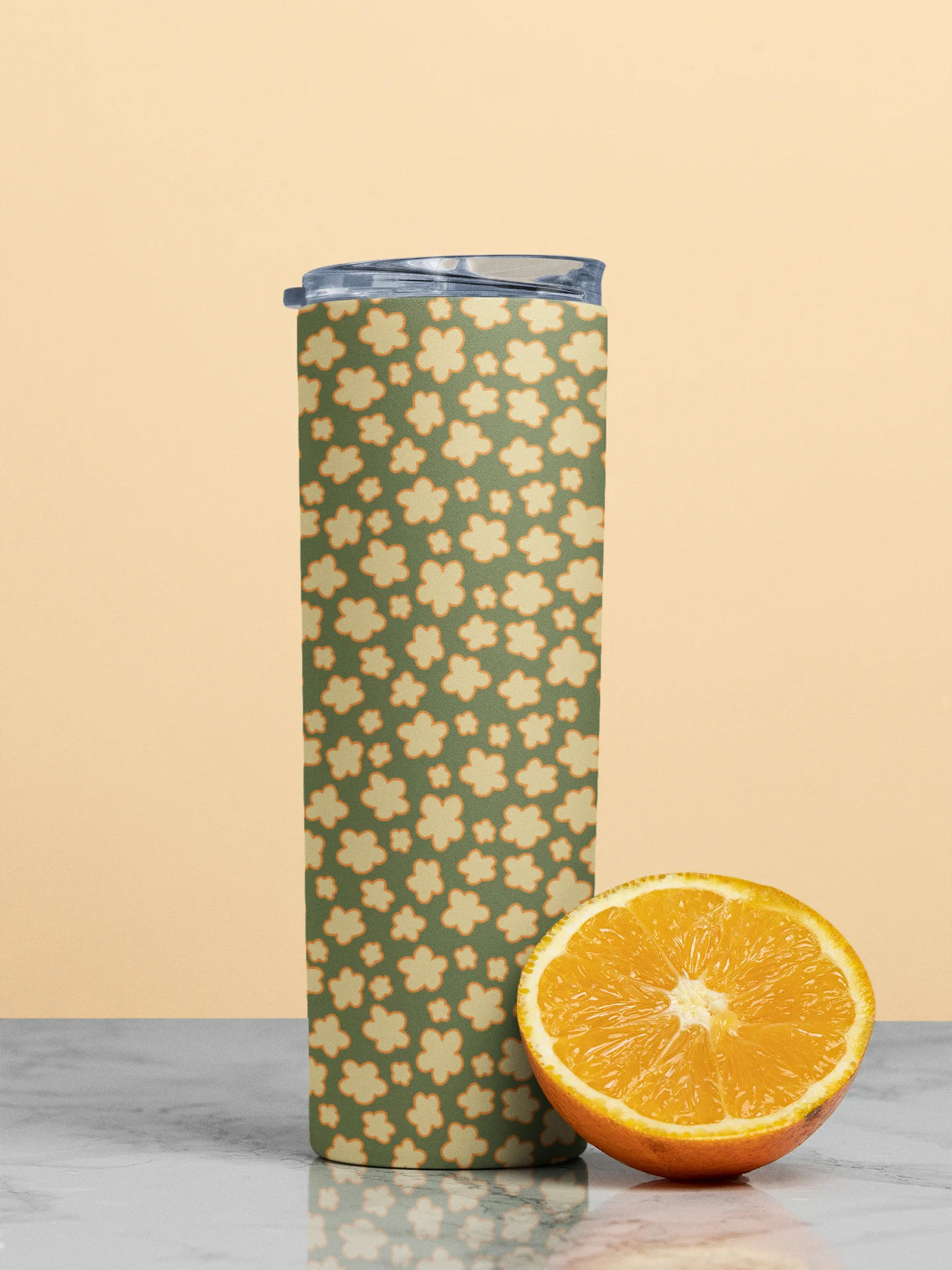 Simple Tan & Green Floral 20-oz. Stainless Steel Tumbler product image (2)