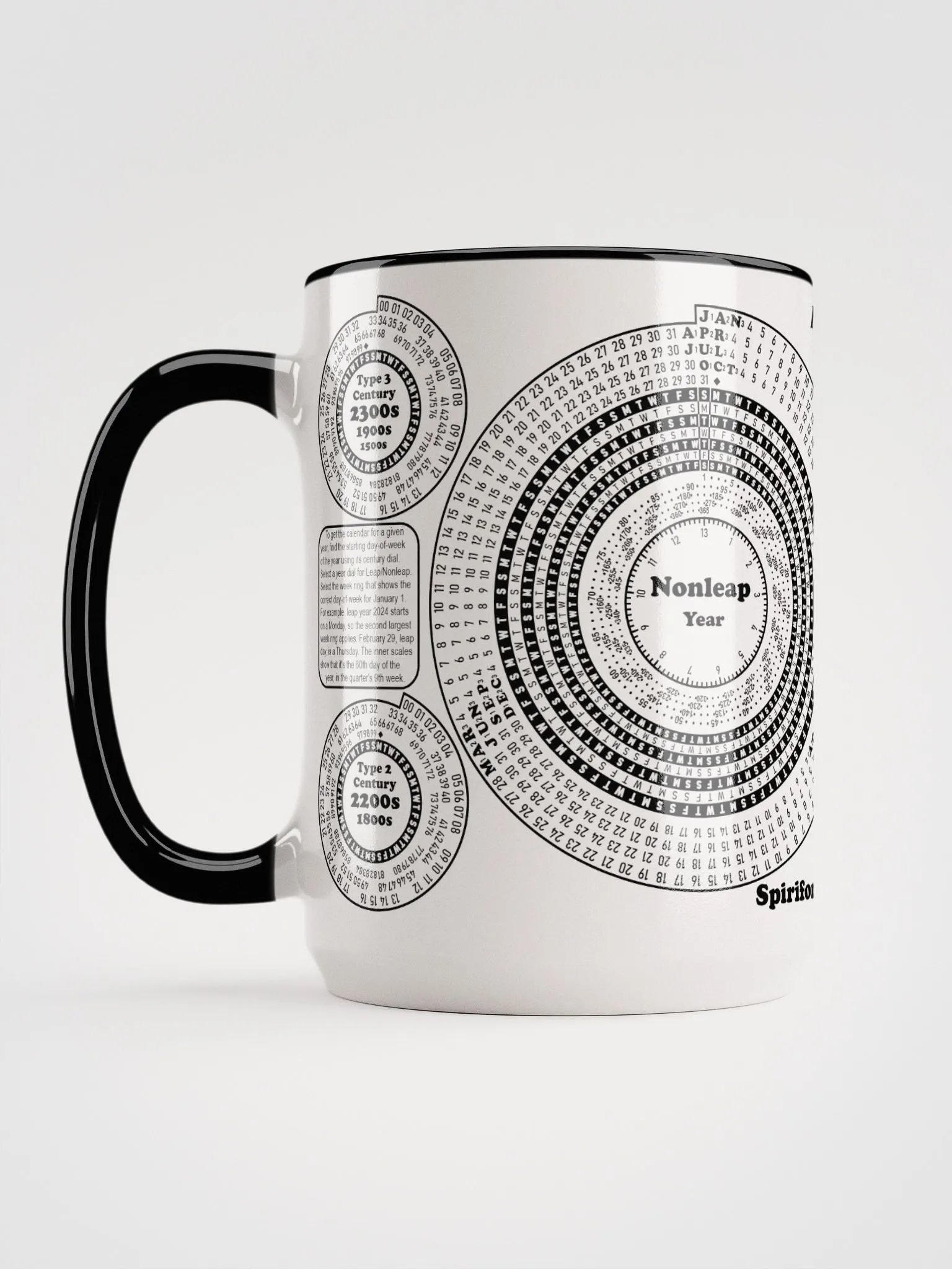 Spiriform Perpetual Calendar 15oz Ceramic Mug with Color Inside product image (2)