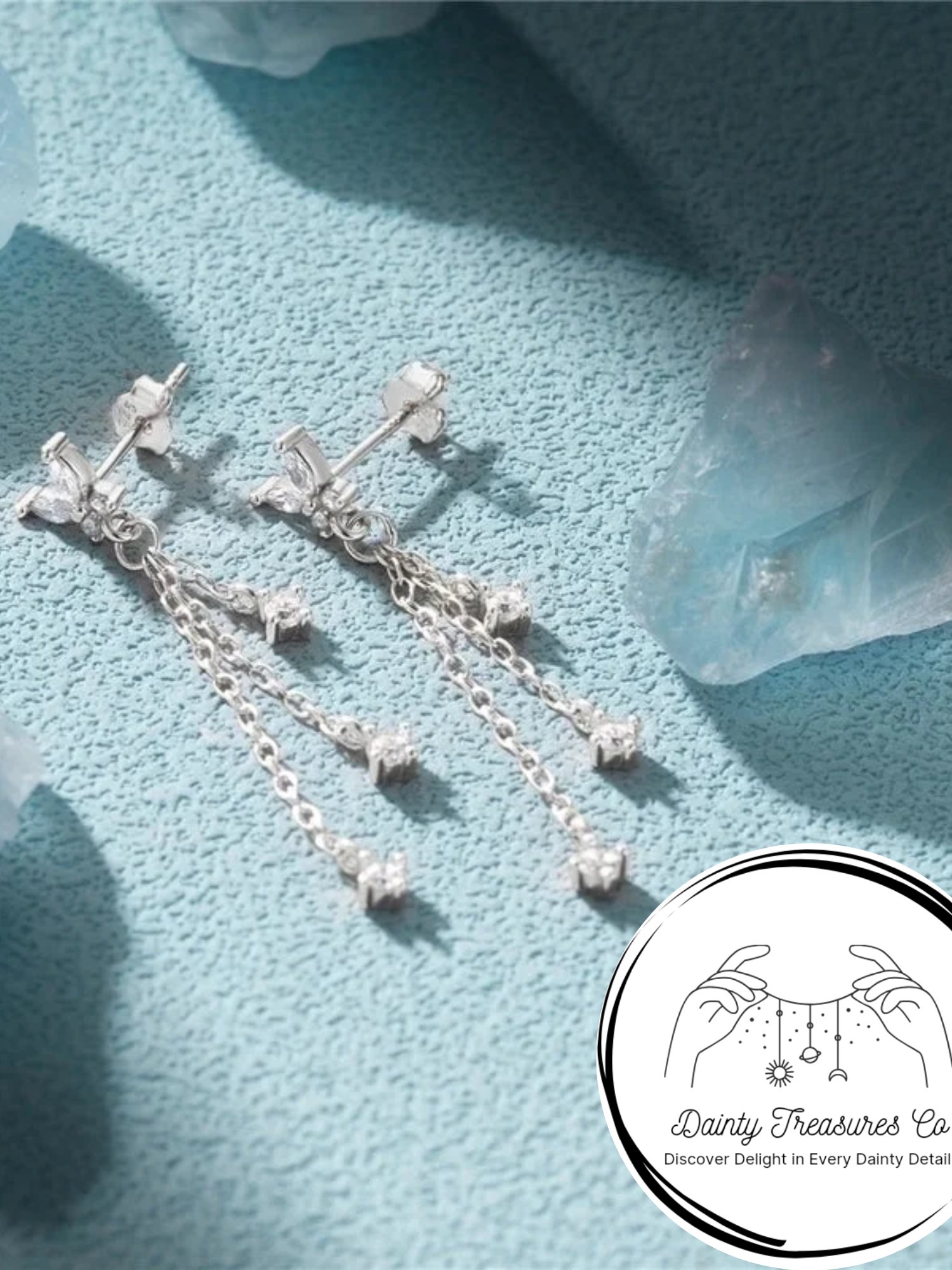 Wings of Grace - Butterfly Tassel Zirconia Stud Earrings product image (1)