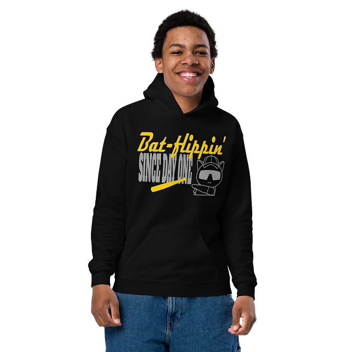 Baseball Cat (Bat-flippin' Since Day One) - Unisex Youth Hoodie product image (2)