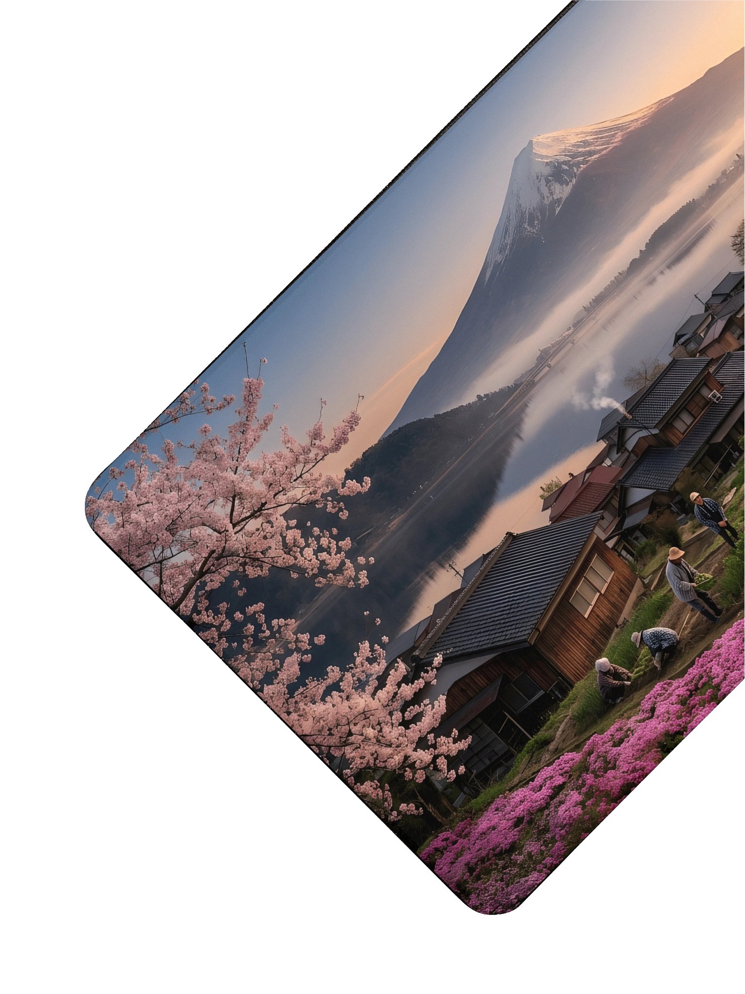 Mount Fuji Village Pink Moss Desk Mat 15.5" x 31.5" product image (3)