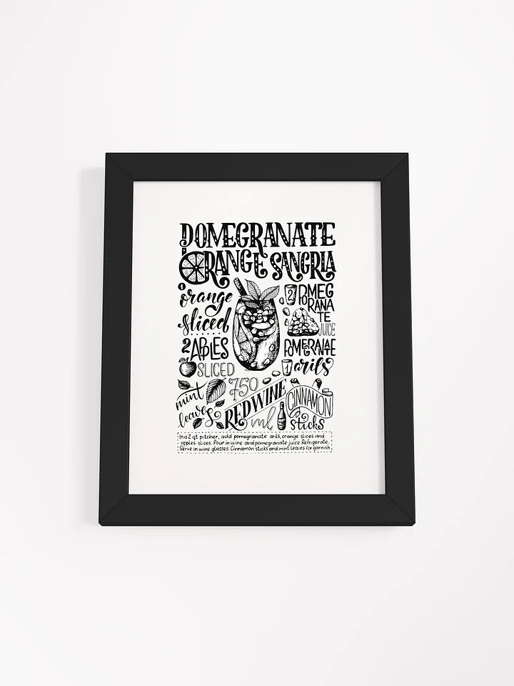 Framed Pomegranate Orange Sangria Recipe Print | Hand-Lettered Art Frame product image (1)