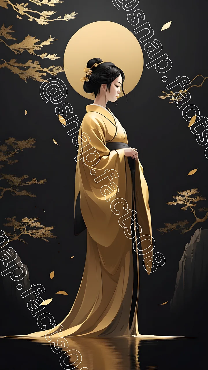 Golden Serenity – Elegant Geisha Digital Artwork product image (1)