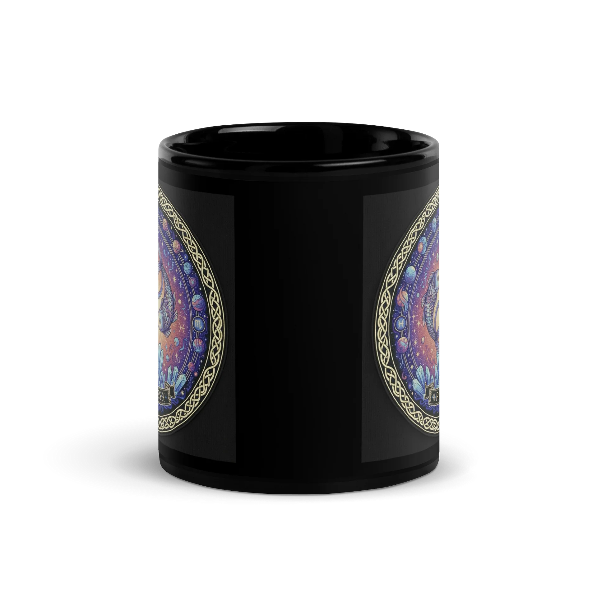 Pisces Celestial Fish Black Mug product image (4)