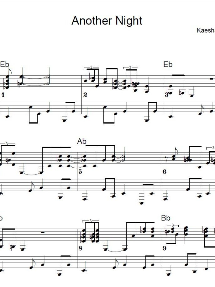 Another Night - Blues piano - Piano sheet music product image (1)