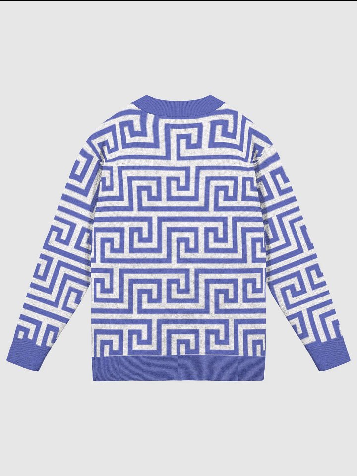 Blue Greek Key Knitted Classic Cardigan product image (2)