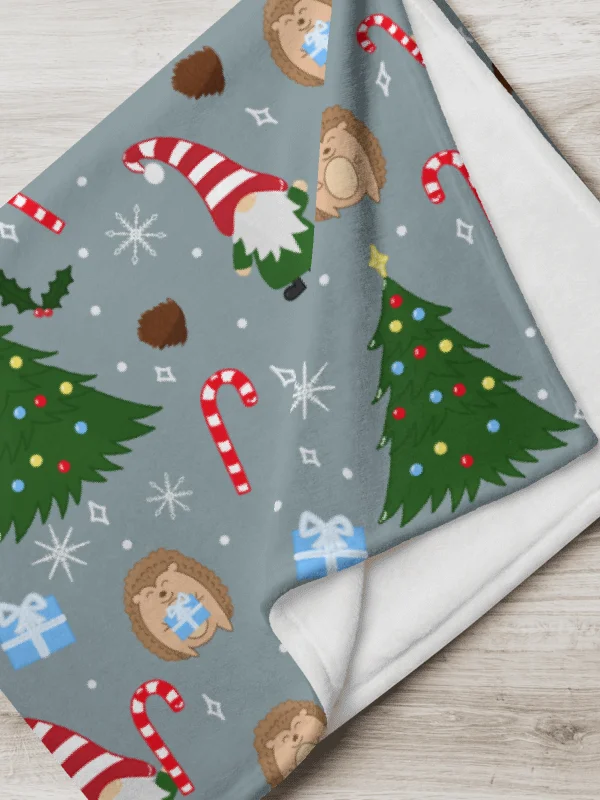 Christmas with my Gnomies in Silver Throw Blanket product image (1)