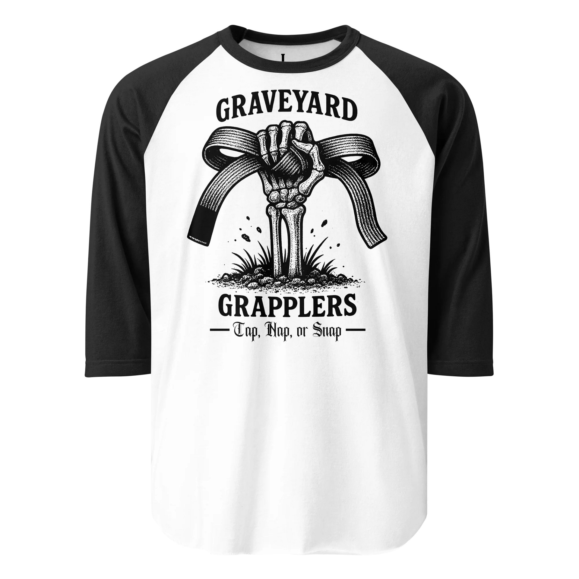 Graveyard Grapplers Raglan | White/Black product image (1)