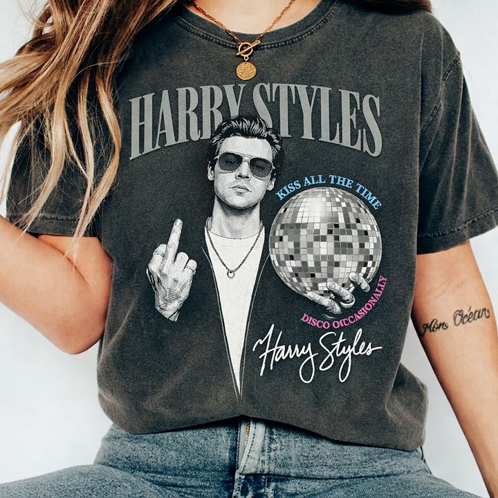 Harry Styles Vintage Bootleg Shirt - Kiss All The Time Disco Occasionally Tee product image (1)