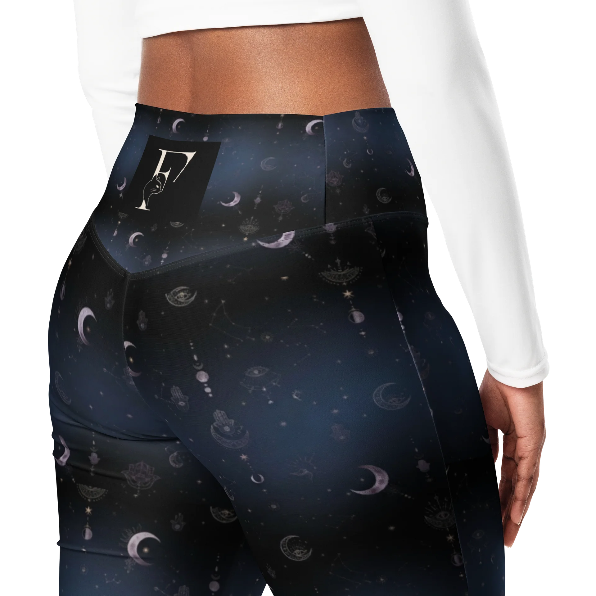 Lunar Eclipse Women’s Celestial Flared Leggings | Luxury Yoga Pants product image (1)