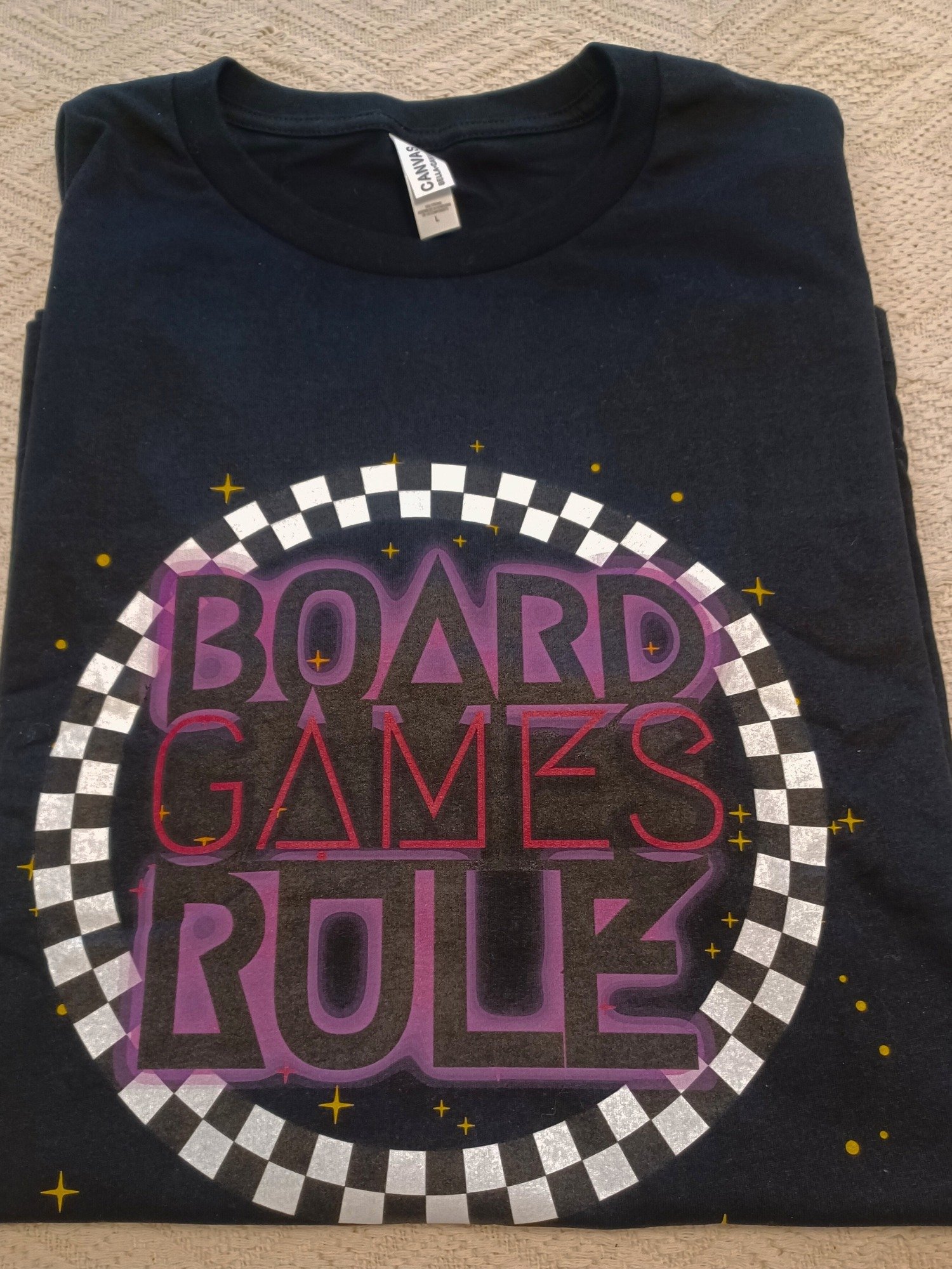 90s Neon Checkerboard Disco Board Game Shirt, Purple Pink Black White Unisex T-shirt, Board Games Rule product image (5)
