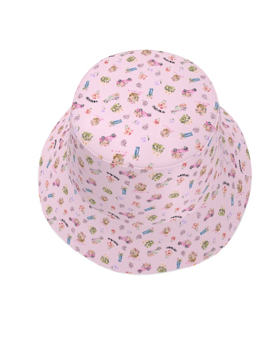 PINK DAISY COTTAGE PATTERN BUCKET HAT REVERSIBLE - Diesen Hut hat niemand ausser Dir ! product image (6)