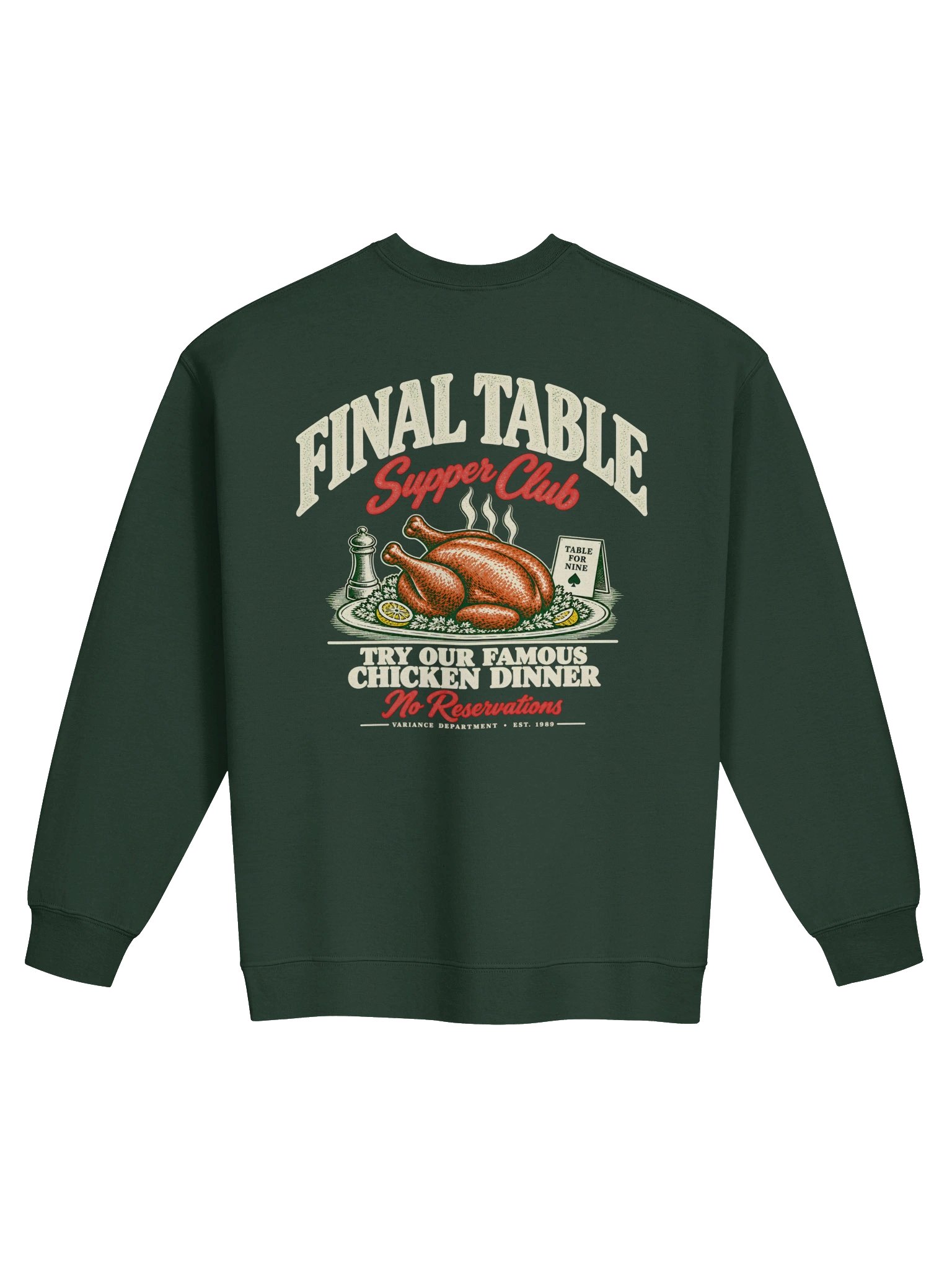 Final Table Supper Club Crewneck--Forest Green product image (2)