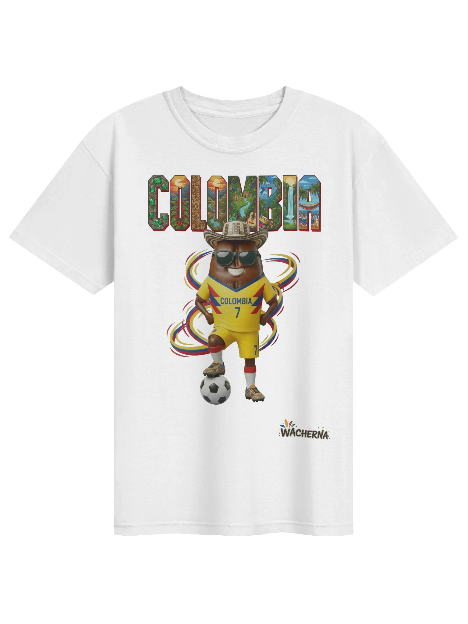 Colombia Coffee Mascot Fan Art T-Shirt – Vibrant Culture & Football Streetwear product image (2)