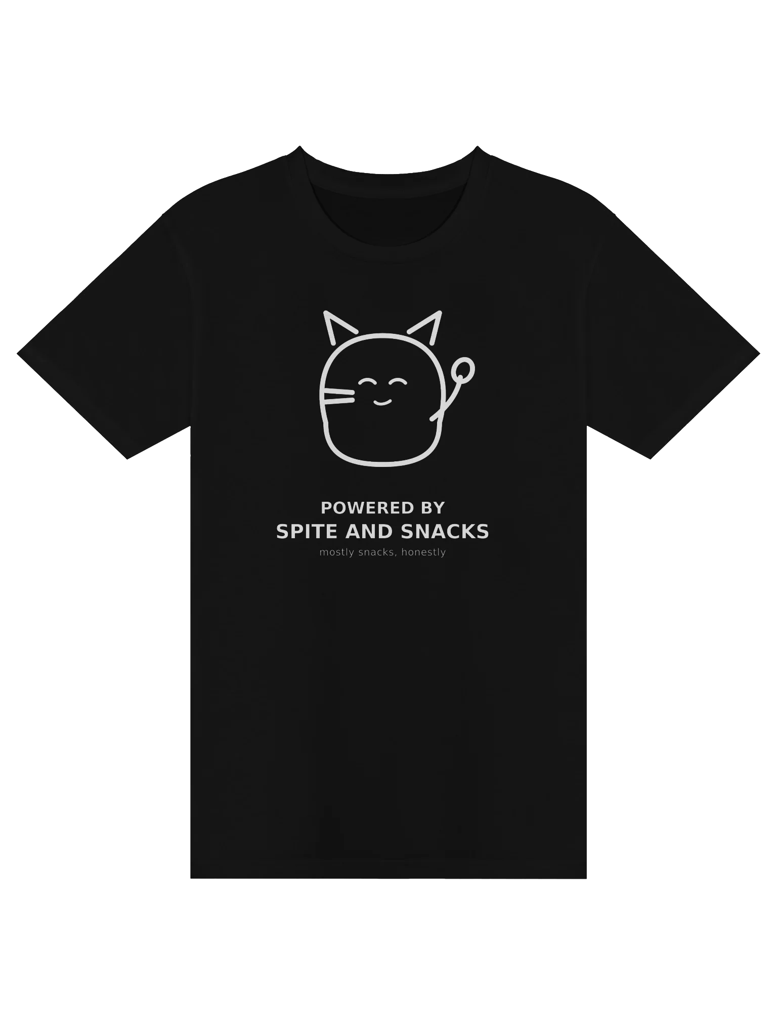 Powered by Spite and Snacks – Funny Cat T-Shirt product image (2)