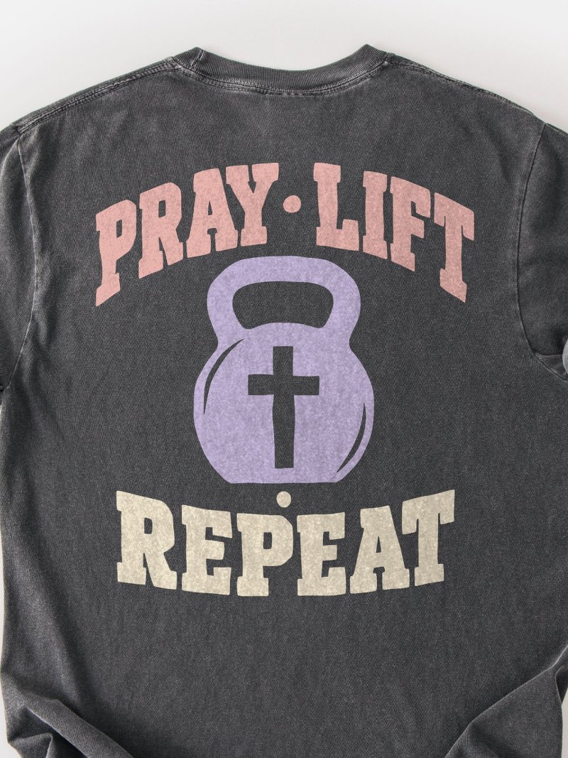 Pray, Lift, Repeat Oversized Gym Tee | Pump Cover product image (2)