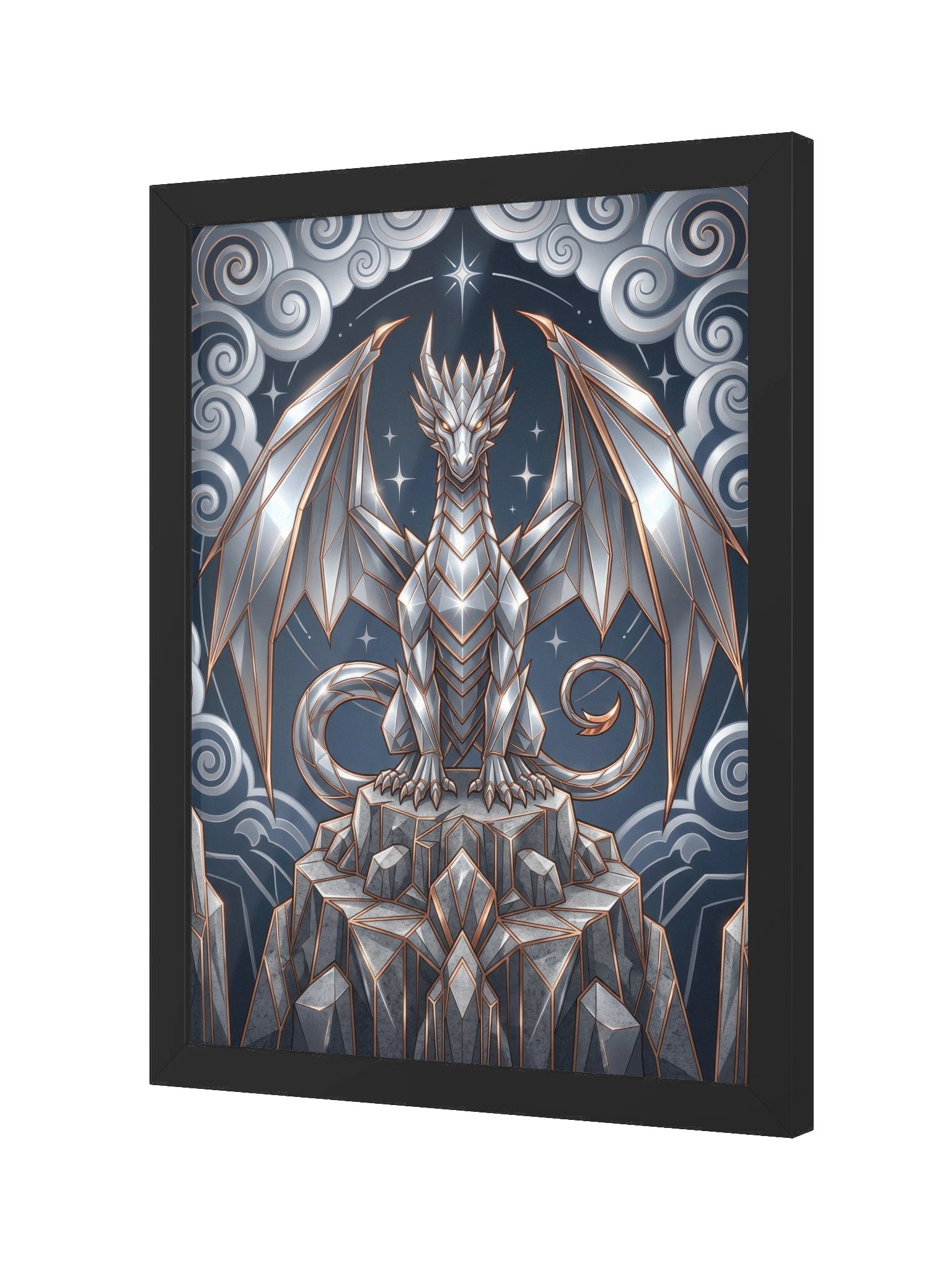 Geometric Dragon Framed Poster - Neo-Deco Wall Art product image (2)