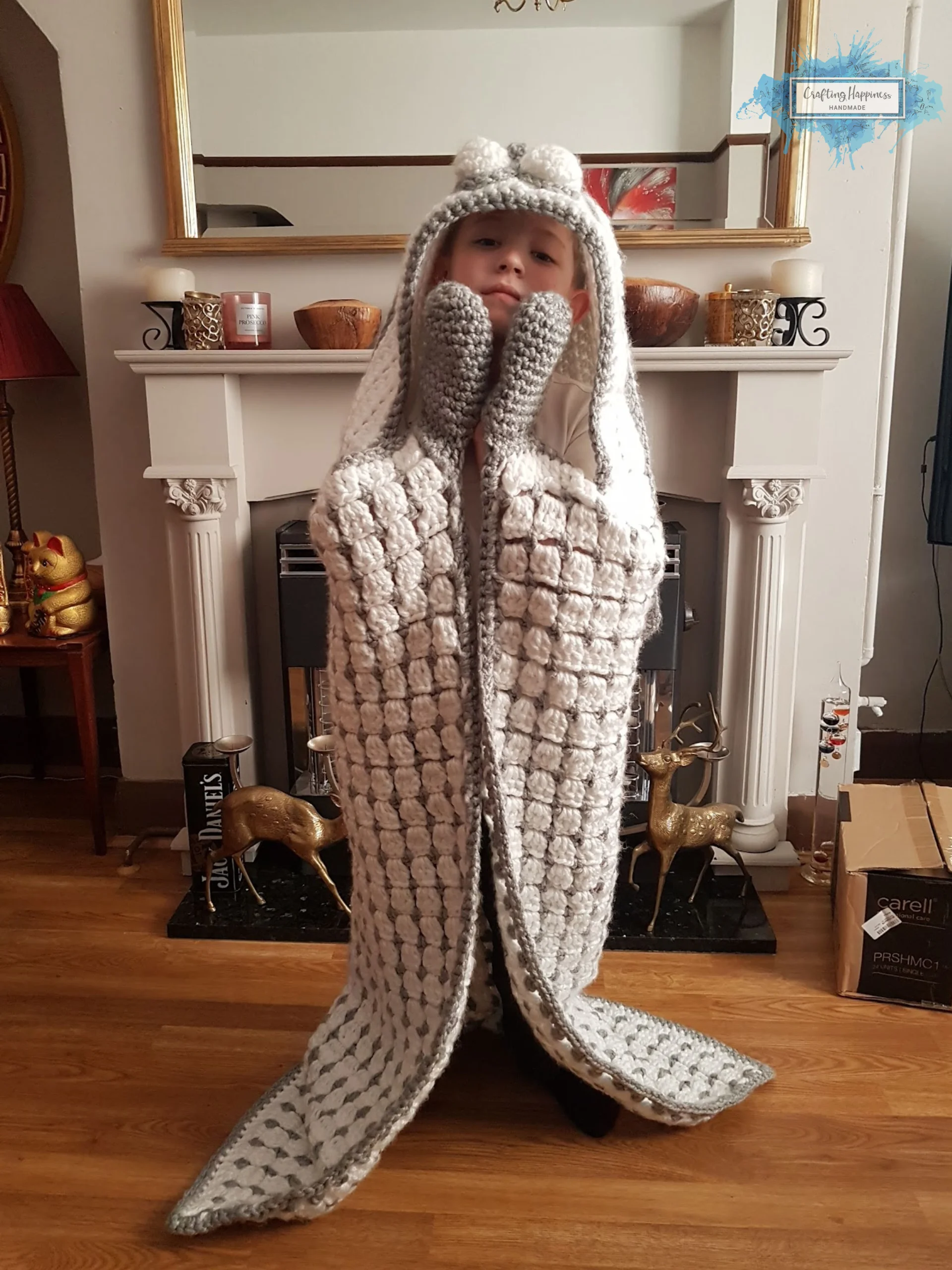 Crochet Hooded Bunny Blanket Pattern – Adult & Child Sizes (PDF Pattern) product image (4)