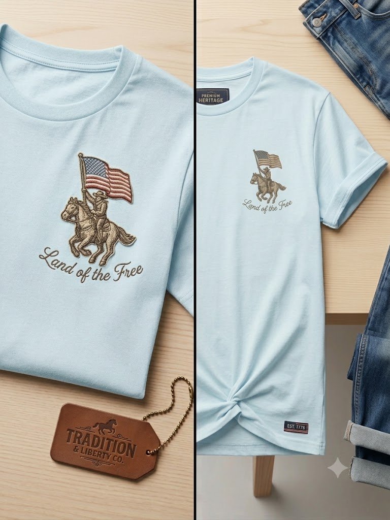 Land of the Free Western Cowgirl Shirt for Women – Vintage American Flag Cowboy Horse Graphic Tee, Patriotic 4th of July T-Shirt product image (4)