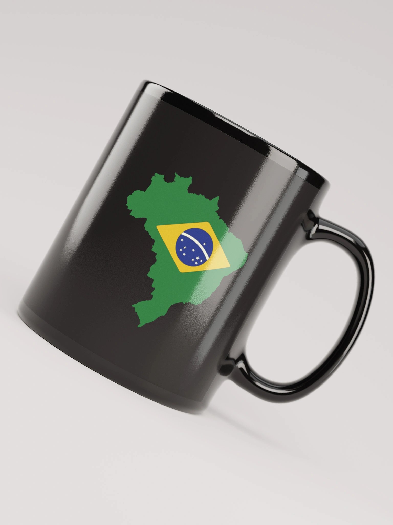 Brazil Flag and Map Black Coffee Mug - Double Sided Print product image (11)