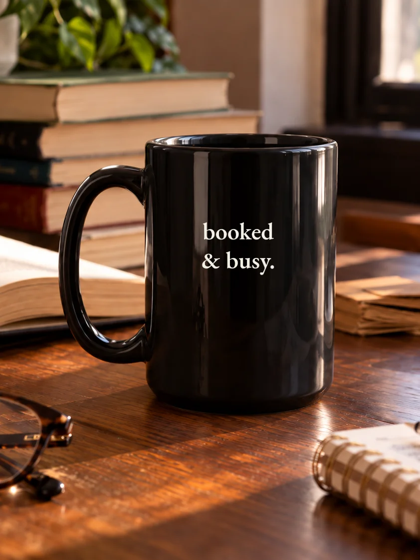 Booked & Busy Black Mug product image (1)