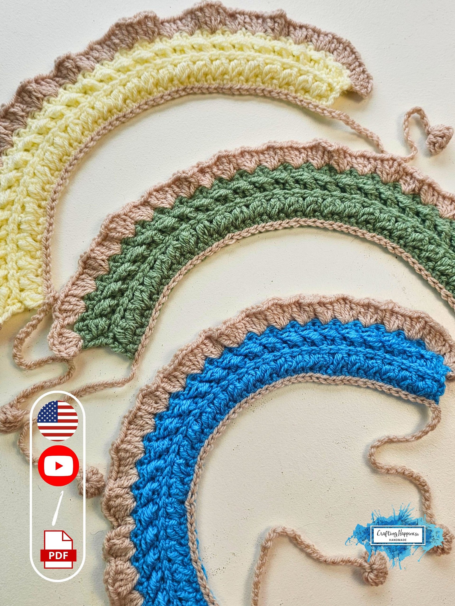 PATTERN + VIDEO | Ruffle Cat Collar Crochet Pattern PDF | Adjustable Cat Accessory | Moon Fern Stitch | Scrap Yarn Project product image (5)