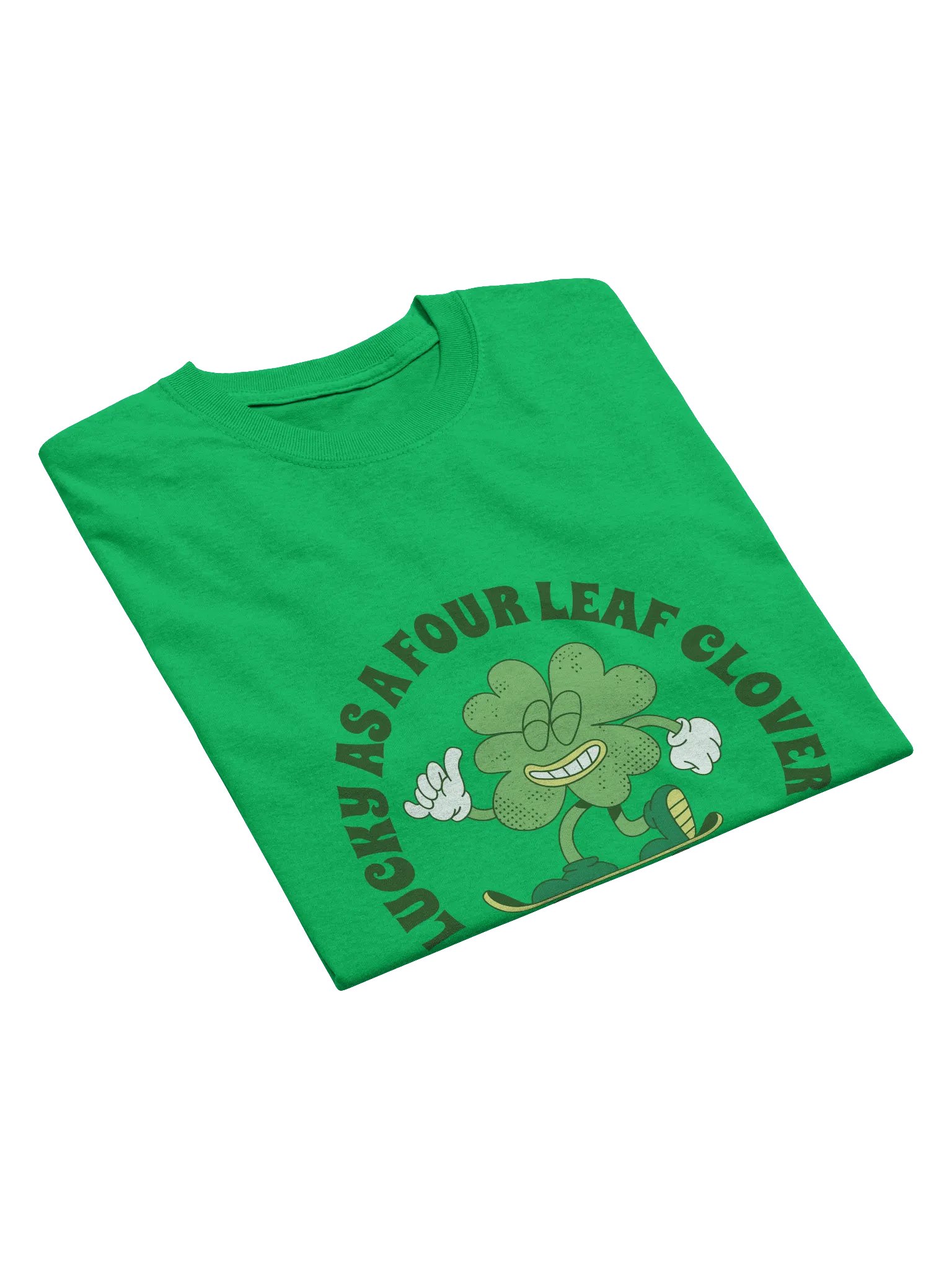 Lucky as a Four-Leaf Clover T-Shirt | Fun St. Patrick’s Day Skater Tee product image (15)