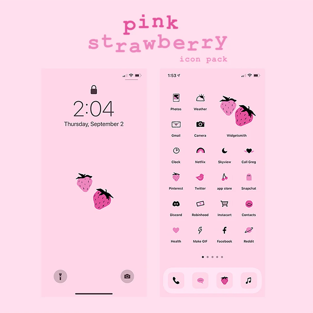 strawberry phone theme/icon set product image (1)