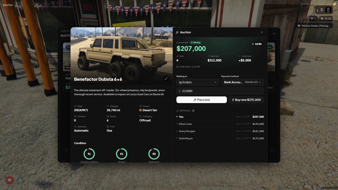 Used Vehicles (QB/Qbox/ESX) - FiveM's Complete Used Car Marketplace product image (2)