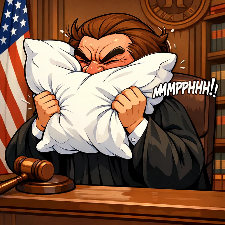 Judge Screaming into pillow-male presenting product image (2)