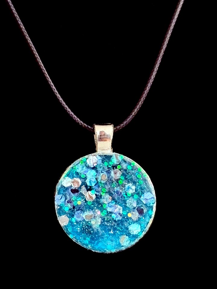 MFD-00233 | Ocean’s Sparkle – Resin Glitter Pendant Necklace | Handmade Jewelry by Monique Faella Designs™ product image (1)
