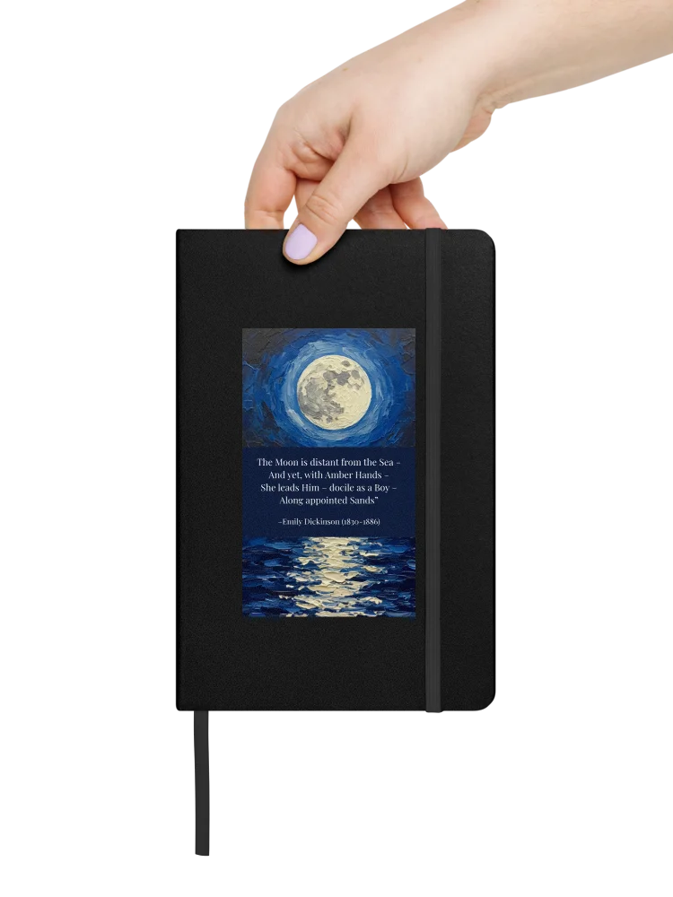 Hardcover "The Moon is distant from the Sea" Journal with Elastic Closure and Inner Pocket | Emily Dickinson Notebook product image (4)
