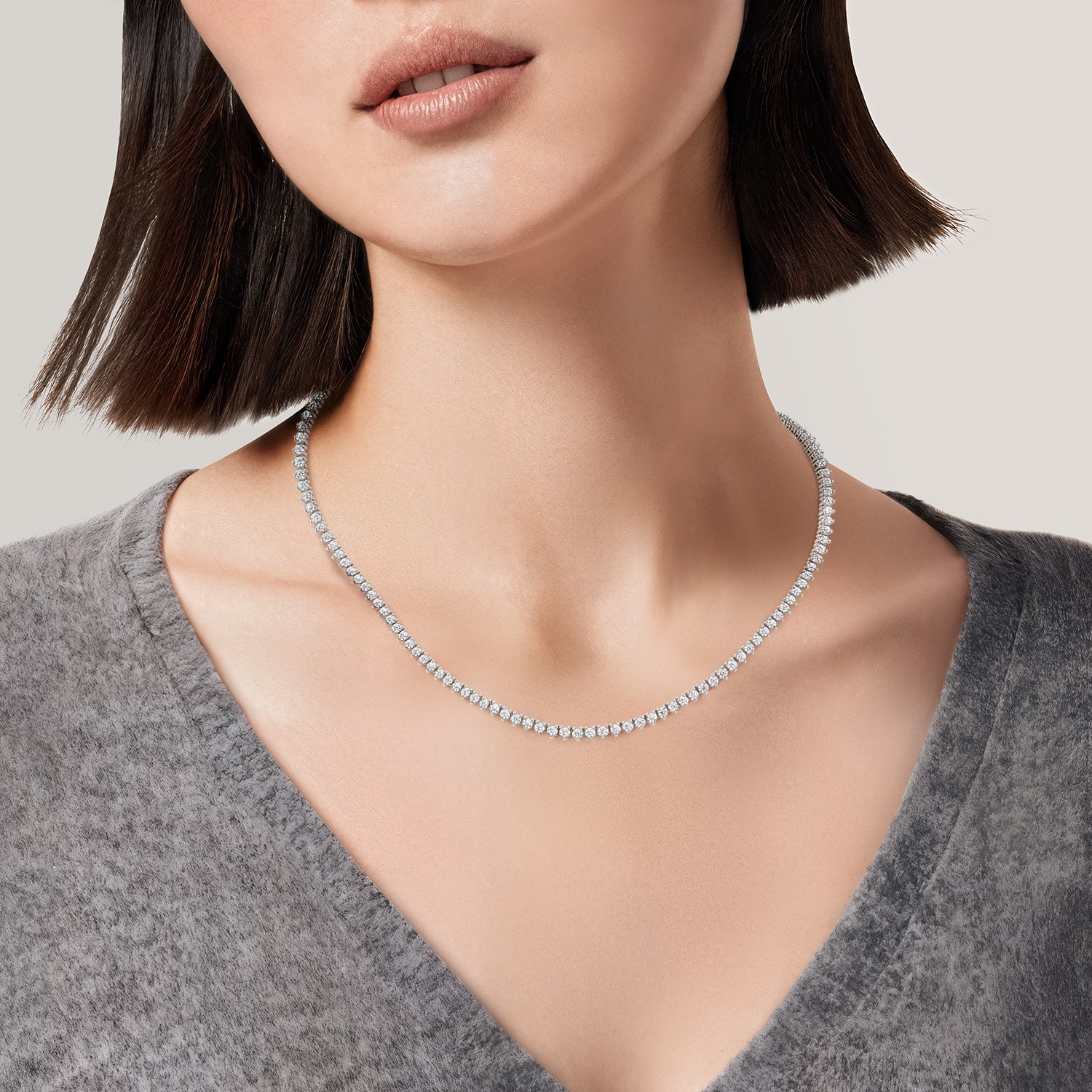 16 in. Perfect Three-Prong Diamond Tennis Necklace in 925 Sterling Silver product image (2)