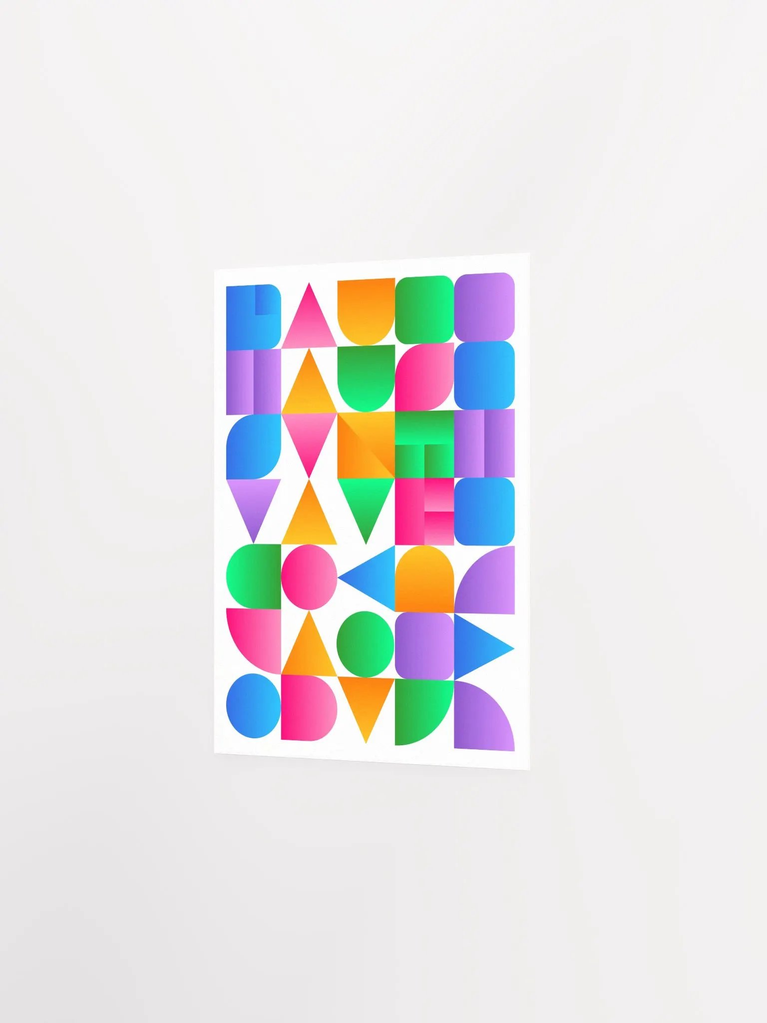 Synthwave Bauhaus Rainbow poster #2 (pink-blue-yellow) — abstract poster, retrowave print, vaporwave geometric art, 1980s print, 1930s decor product image (7)