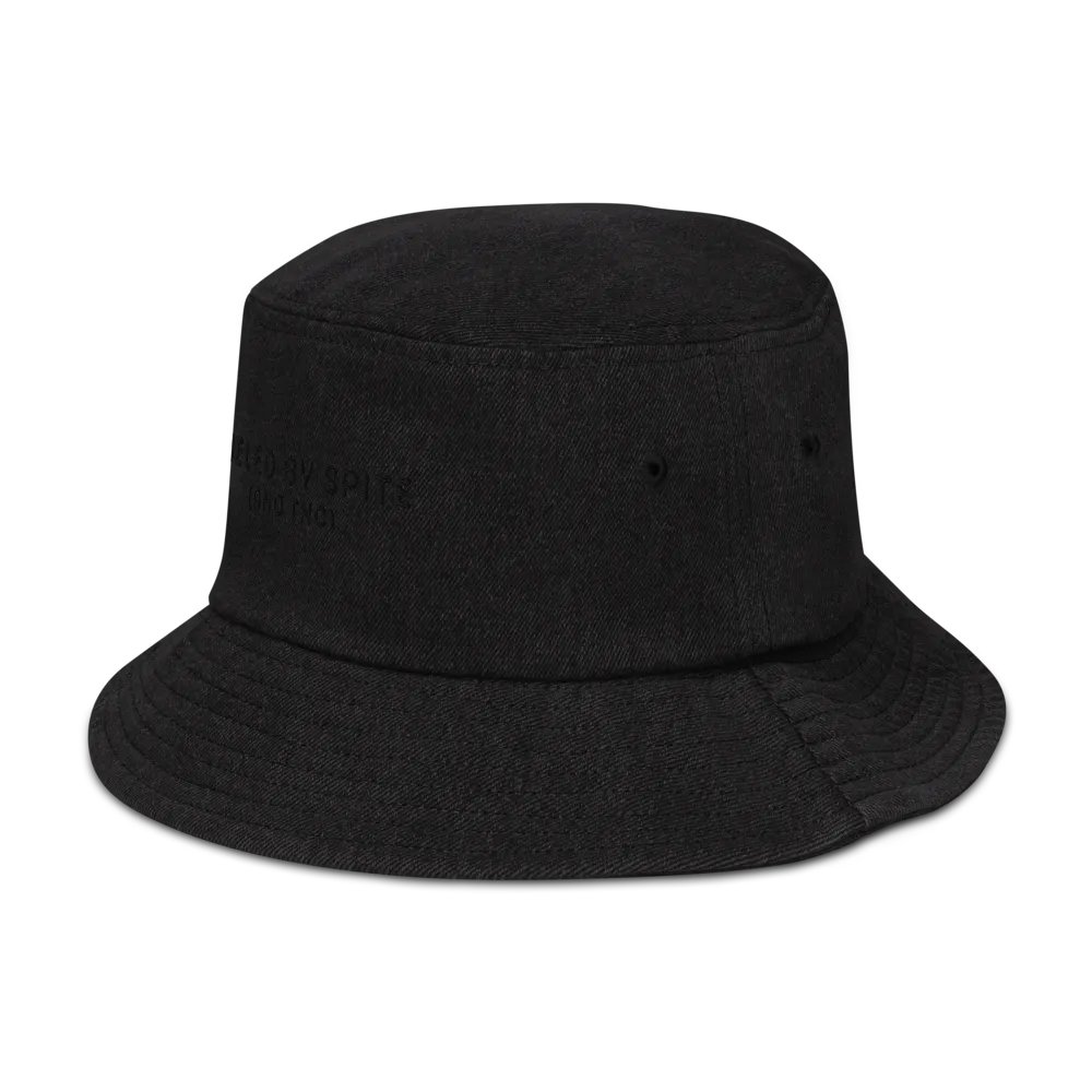 FUELED BY SPITE (black thread) embroidered denim bucket hat product image (4)